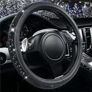 Bling Diamond Leather Steering Wheel Cover, With Sparkly Crystal Glitter
